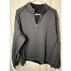 Tommy Bahama Reversible Gray Quarter Zip Pullover Sweater Sweatshirt Size XL